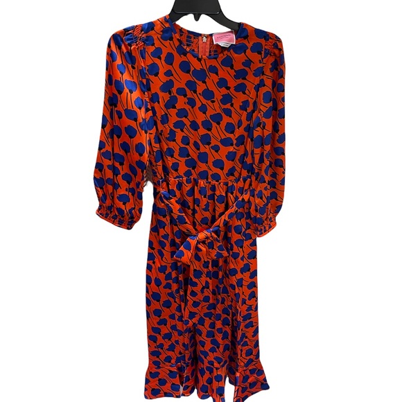 ♠️💃 kate spade NY Women’s Poetic Floral Smocked Dress,  Tamarillo Orange - Picture 6 of 10